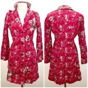 JOHNNY WAS  RARE red embroidered shiuli floral duster jacket size small